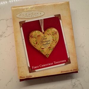 Hallmark Heart Ornament first Christmas together 2004 locket picture frame